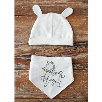 Borduurbestand Stickzebra Süßes Pony mit Karotte, Duits