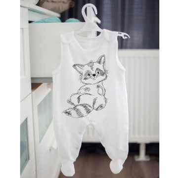 Borduurbestand Stickzebra Waschbär im Doodle Stil, Duits