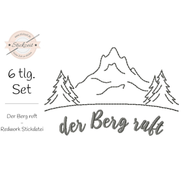 Fichier modèle broderie L'appel de la montagne Redwork Stickzeit