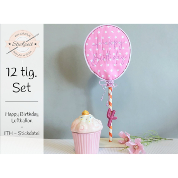 Fichier modèle broderie Ballon Happy Birthday Stickzeit