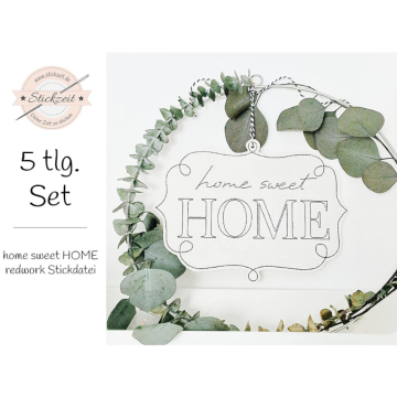 Fichier modèle broderie Message Home Sweet Home Stickzeit