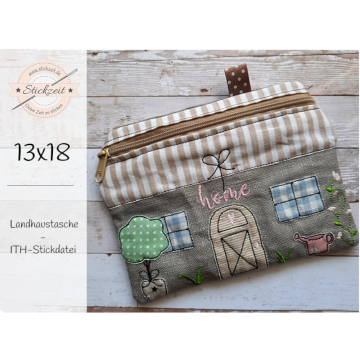 Fichier modèle broderie Trousse maison cottage Stickzeit