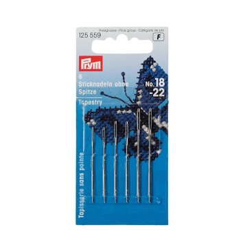 6 Aiguilles à broder Prym N°18-22 sans pointe pointue, couleur argent