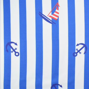 Tissu éponge serviette de plage maritime, blanc - bleu royal