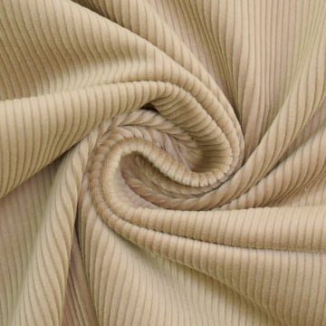 Tissu velours côtelé milleraies stretch uni, beige