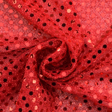 Stretch Paillettenstof, rood