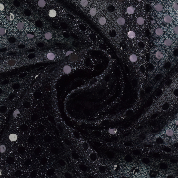 Tissu paillettes stretch, noir