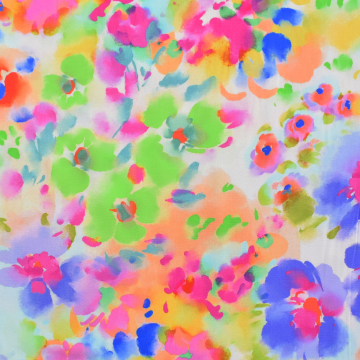 Stretch Viskose Popeline Watercolour Flowers, multicolor