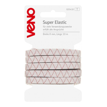 Super-Ruban élastique, 10 m, 8 mm, blanc