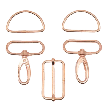 Fourniturenset voor tassen 5 delig 40 mm, roségoudkleurig