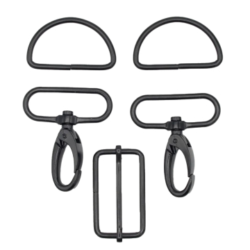 Fournitures fabrication sacs 5 unités, 40 mm, noir