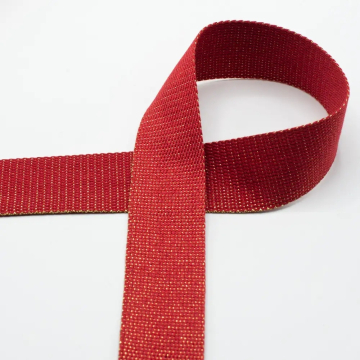 Tassenband Gold Metal Fibre 40mm, donkerrood