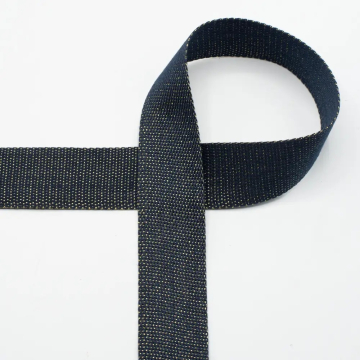 Tassenband Gold Metal Fibre 40mm, marineblauw