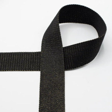 Tassenband Gold Metal Fibre 40mm, zwart