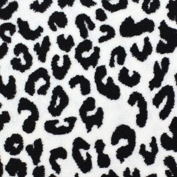 Tissu sherpa peluche teddy Léopard Animal print, blanc cassé