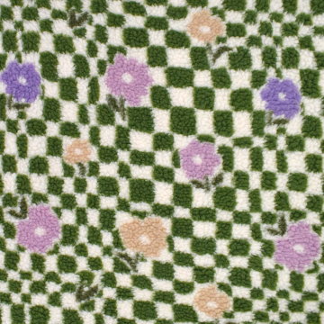 Teddy pluche checked flowers, groen