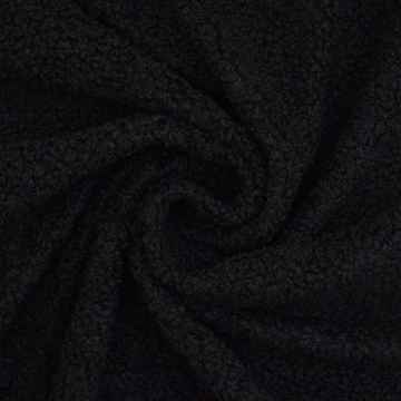 Tissu sherpa peluche teddy léger, noir