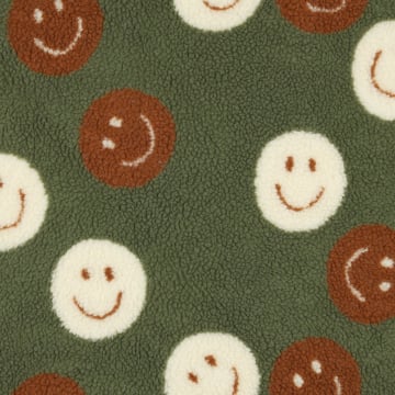 Tissu sherpa peluche teddy Smiley, vert