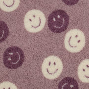 Tissu sherpa peluche teddy Smiley, mauve