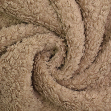 Tissu sherpa peluche teddy uni, beige foncé