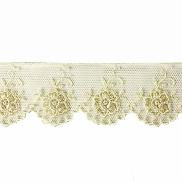 Dentelle - Tulle brodé, nature