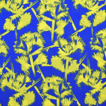 Viscose crepe Abstract Plants, royal blue