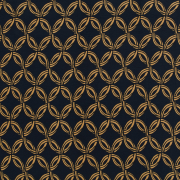Tissu crêpe viscose Anneaux géométriques Circle Chain, bleu marine