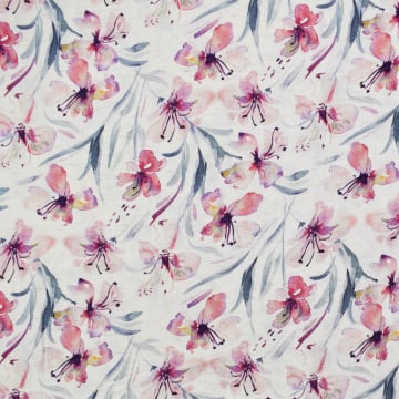 Viscose Linnen flowers, naturel