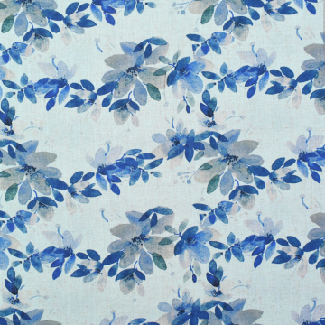 Viscose Linnen bloemranken, blauw