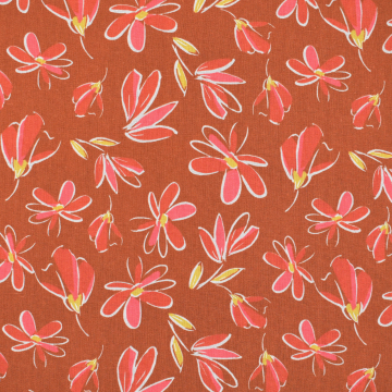 Viscose Linnen Flora, terracotta