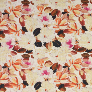 Viscose Linnen Flower Love, terracotta