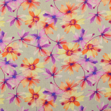 Viscose Linnen Flower Paradise, naturel