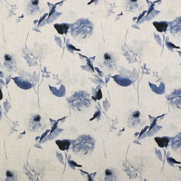Viscose Linnen Flower Rain, blauw