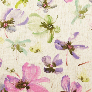 Viscose Linnen flowers, naturel