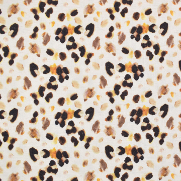Tissu crêpe viscose lin Léopard Animal Skin, beige