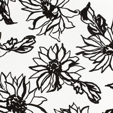 Viscose linnen sunflowers, wit
