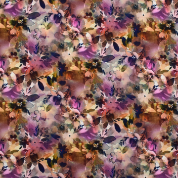 Viscose mix jersey dreamflowers, lichtbruin