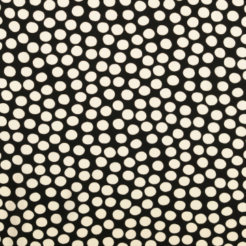 Tissu viscose popeline à pois dots, noir