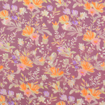 Viscose Popeline wildflowers, oudroze