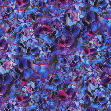 Viscose stretch bloemenliefde, koningsblauw