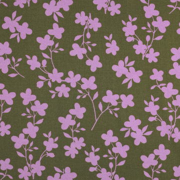 Viscose stretch twill flower shades, olive green
