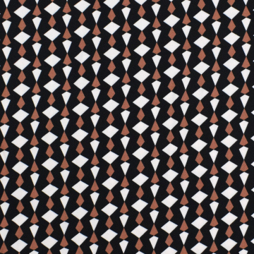 Tissu viscose sergé twill Vintage retro Géométrique Graphic, noir