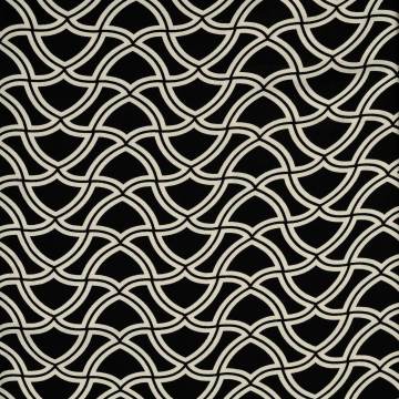 Tissu viscose sergé twill Vintage géométrique Retro Lines, noir