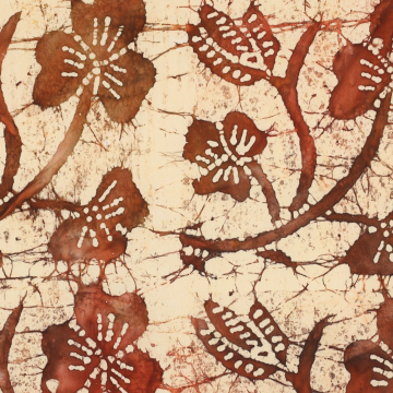 Viscose voile batik flowers, bruin