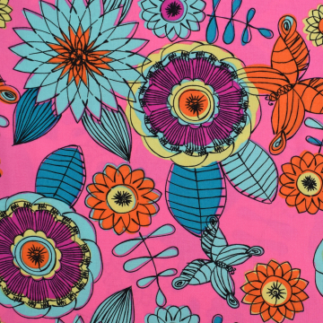 Viscose Voile papaya, lichtfuchsia