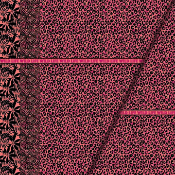 Viscose Voile Paneel Wild Life 150 x 215 cm, lichtfuchsia