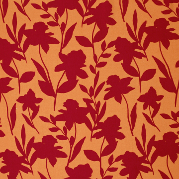 Viscose voile Shadow Flowers, oranje