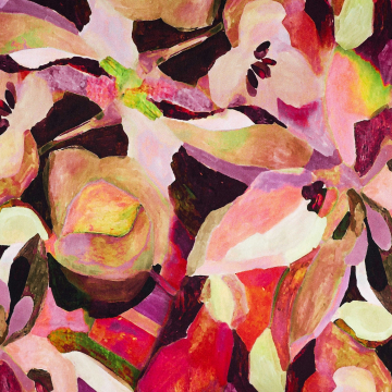Viscose jersey abstract flowers, rosé