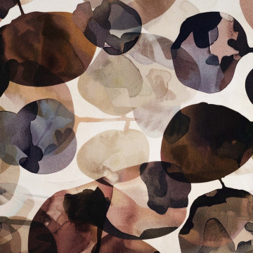 Viscose jersey abstract leaves, bruin