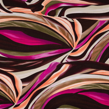 Viscose jersey Abstract Lines, bruin
